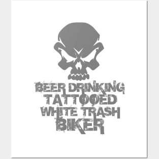 Beer Drinking Tattooed White Trash Biker Posters and Art